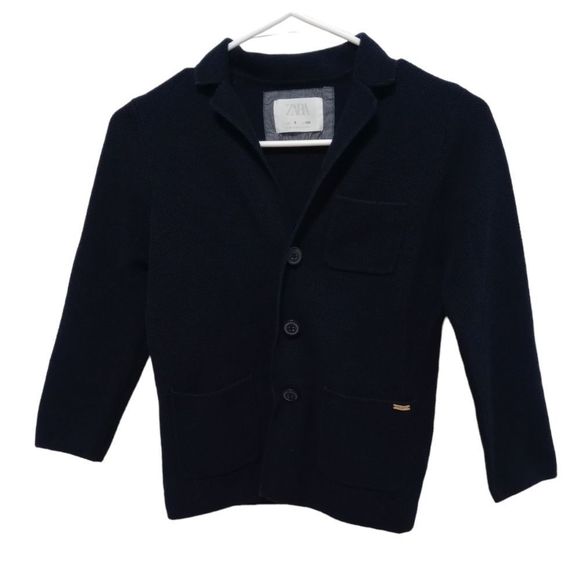 Zara Kid Boy Knit Sweater / Cardigan dark navy size 9 ~ 134cm - Picture 4 of 11